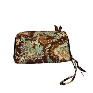 Vera Bradley Java Blue/ Zip Around Wallet/ Brown/ Blue/Cream